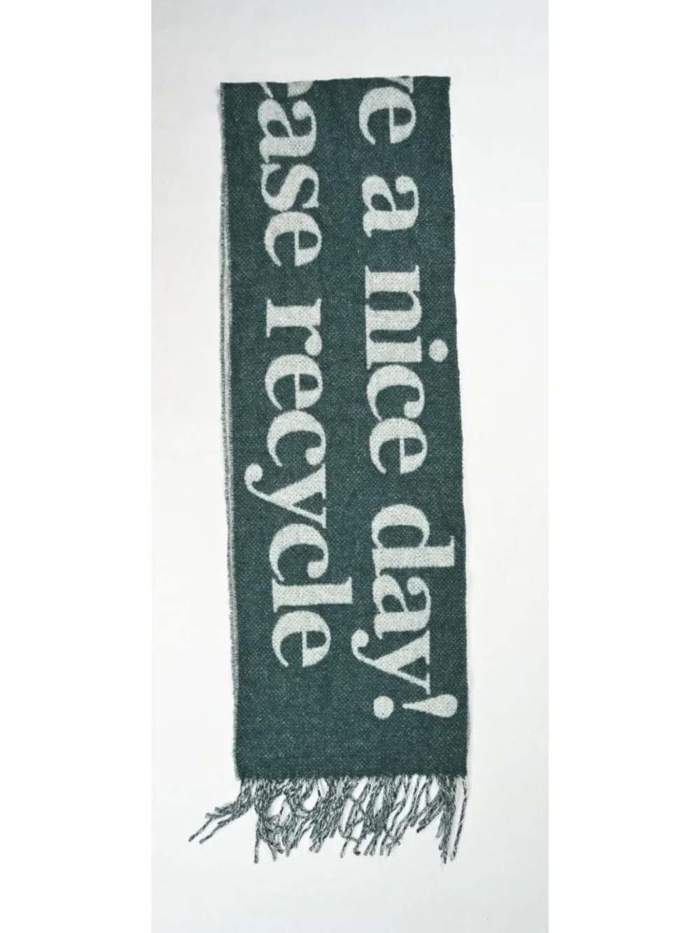 GANNI Narrow Scarf Please Recycle in Forest Night